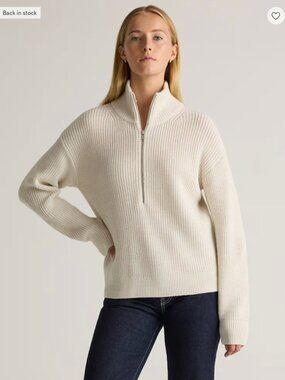 QUINCE Australian Merino Wool Half Zip Sweater Heather Bone Size Medium